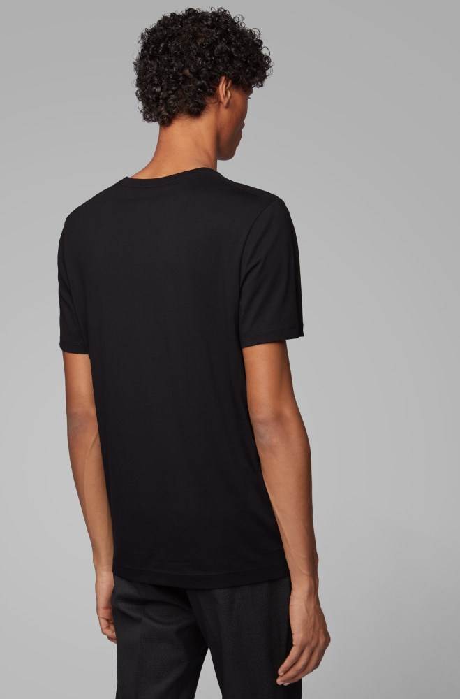 Hugo Boss Crew-neck logo T-shirt Svarte | KUpOa5Nc