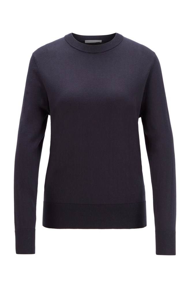 Hugo Boss Crew-neck sweater Lyse Blå | J0TSJpIu