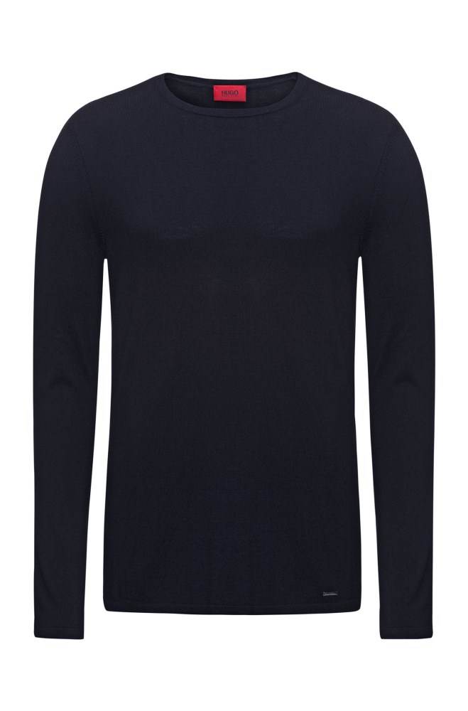 Hugo Boss Crew-neck sweater Mørke Blå | DRLXkCP5