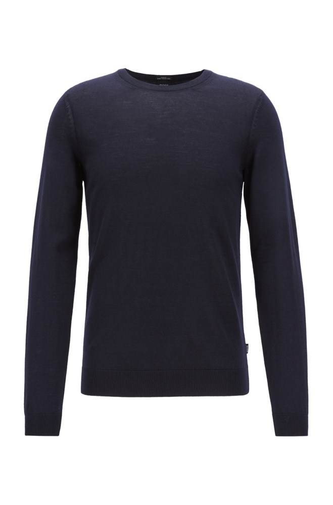 Hugo Boss Crew-neck sweater Mørke Blå | OlJABqpq