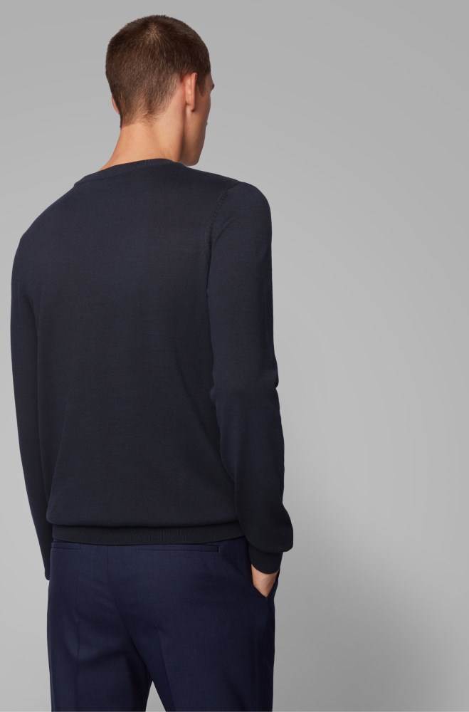 Hugo Boss Crew-neck sweater Mørke Blå | bqZO0y9G