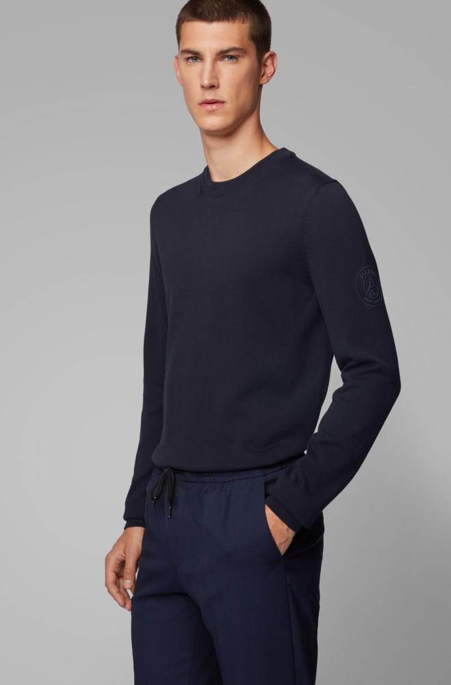 Hugo Boss Crew-neck sweater Mørke Blå | bqZO0y9G