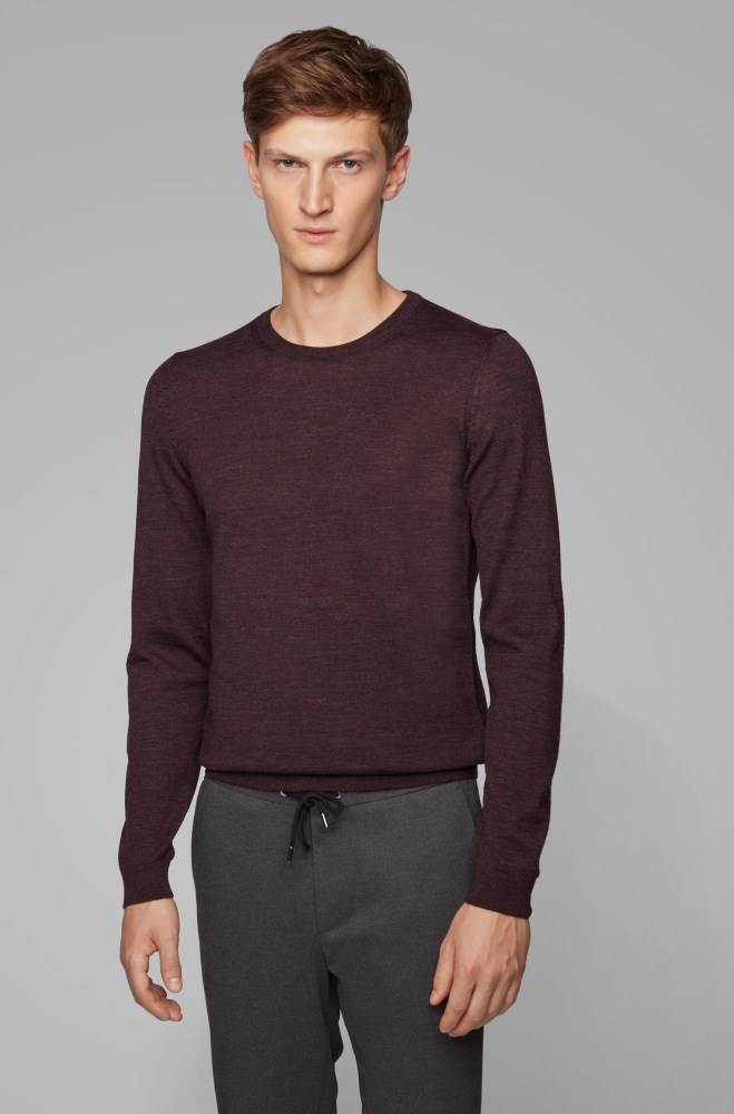 Hugo Boss Crew-neck sweater Mørke Rød | y6rnAwKX