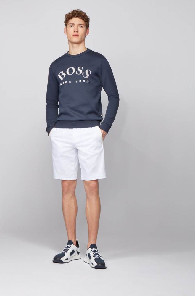 Hugo Boss Crew-neck sweatshirt Mørke Blå | GL5JecyT