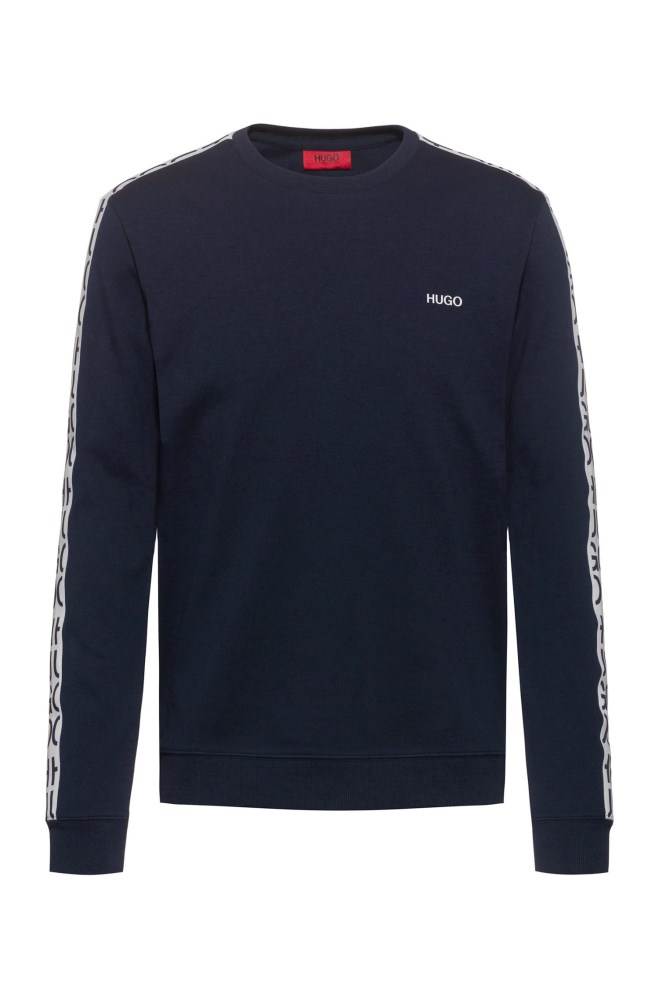 Hugo Boss Crew-neck sweatshirt Mørke Blå | QExreUz7