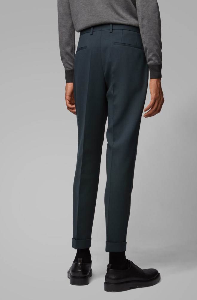 Hugo Boss Cropped tapered-fit trousers Lyse Grønn | LeYg7Ngr