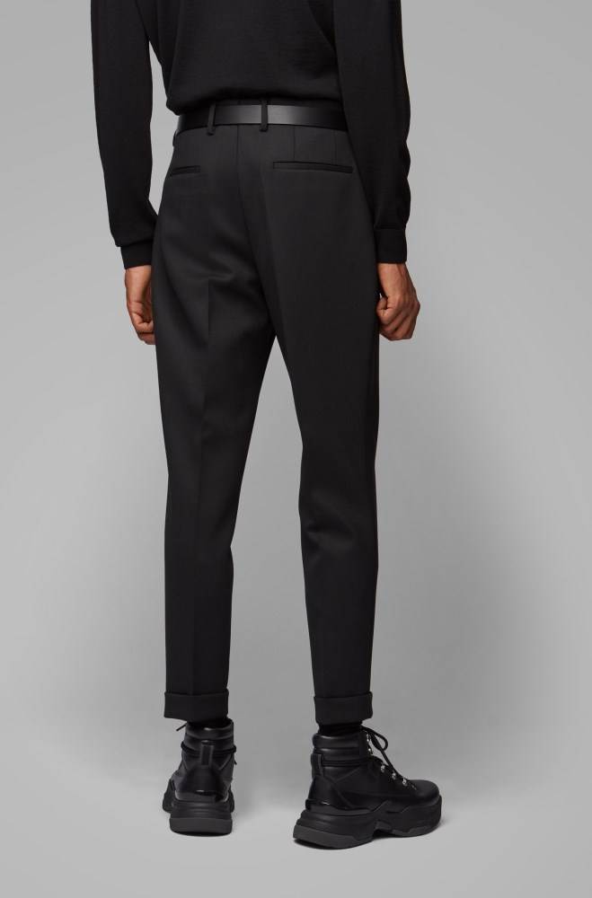 Hugo Boss Cropped tapered-fit trousers Svarte | XUtdZV42