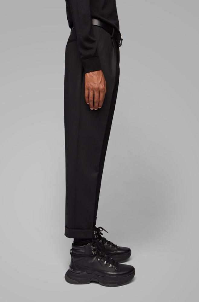 Hugo Boss Cropped tapered-fit trousers Svarte | XUtdZV42