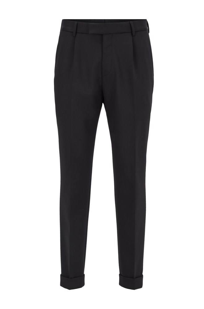 Hugo Boss Cropped tapered-fit trousers Svarte | XUtdZV42