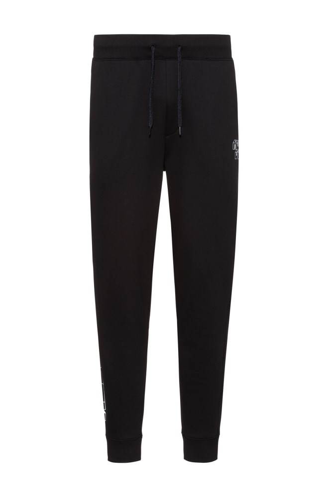 Hugo Boss Cuffed French-terry jogging trousers Svarte | nmZLniAO