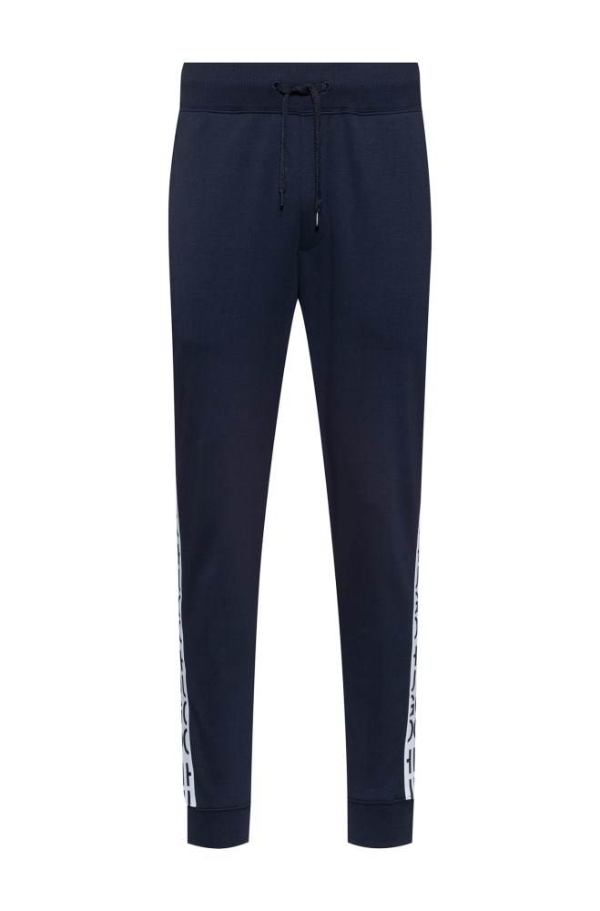 Hugo Boss Cuffed-hem jersey trousers Mørke Blå | 0Pdu9I0D