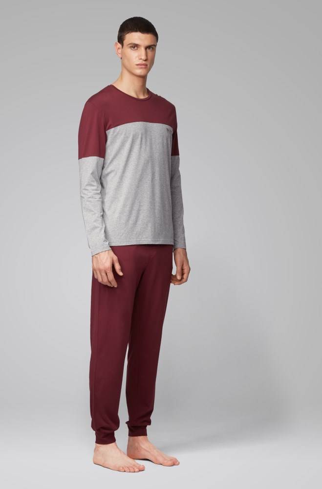 Hugo Boss Cuffed-hem pyjama trousers Mørke Rød | U5BjA1VZ