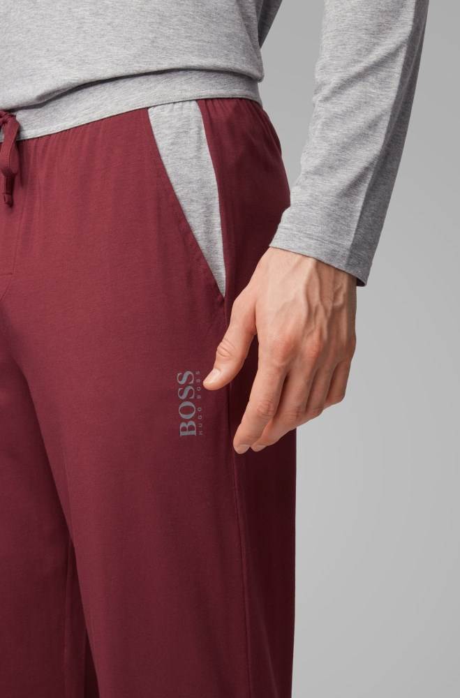 Hugo Boss Cuffed-hem pyjama trousers Mørke Rød | U5BjA1VZ