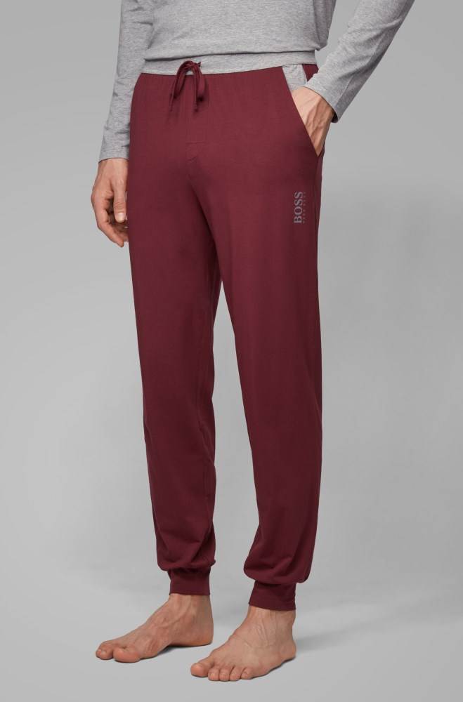 Hugo Boss Cuffed-hem pyjama trousers Mørke Rød | U5BjA1VZ