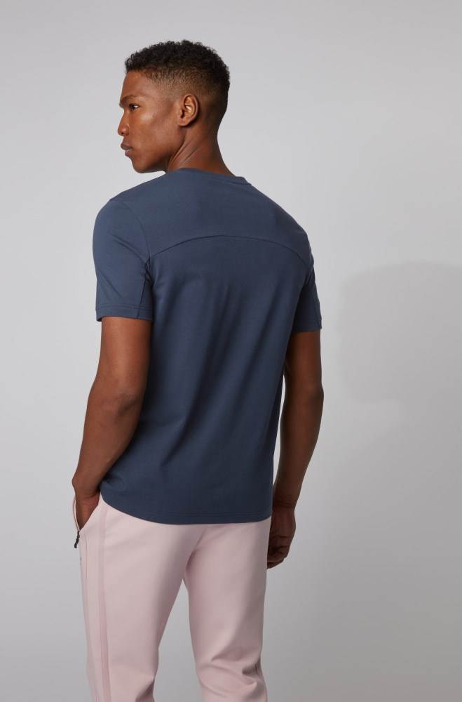 Hugo Boss Curved-logo T-shirt Mørke Blå | VHa6TomS