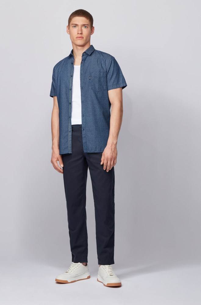 Hugo Boss Denim-style slim-fit shirt Mørke Blå | iiA6lmBj