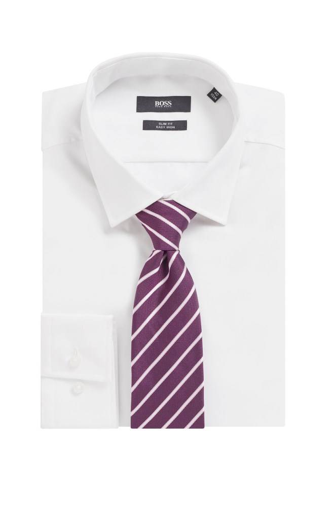 Hugo Boss Diagonally striped tie Lilla | Dxp1naoW