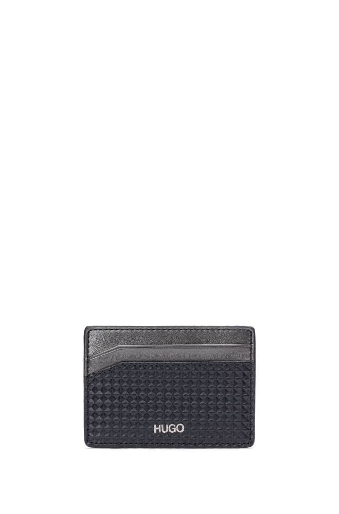 Hugo Boss Diamond-textured card holder and money clip gift set Svarte | 4WO4FPVv