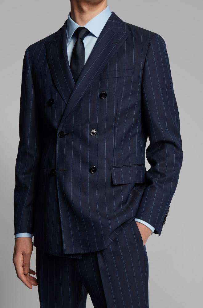 Hugo Boss Double-breasted slim-fit suit Mørke Blå | j9XcuyRN