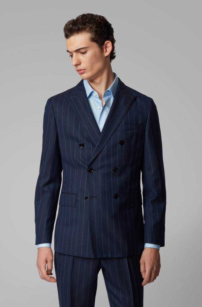 Hugo Boss Double-breasted slim-fit suit Mørke Blå | j9XcuyRN