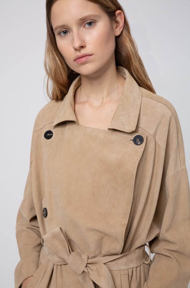 Hugo Boss Double-breasted trench coat Beige | vx0pR0cA