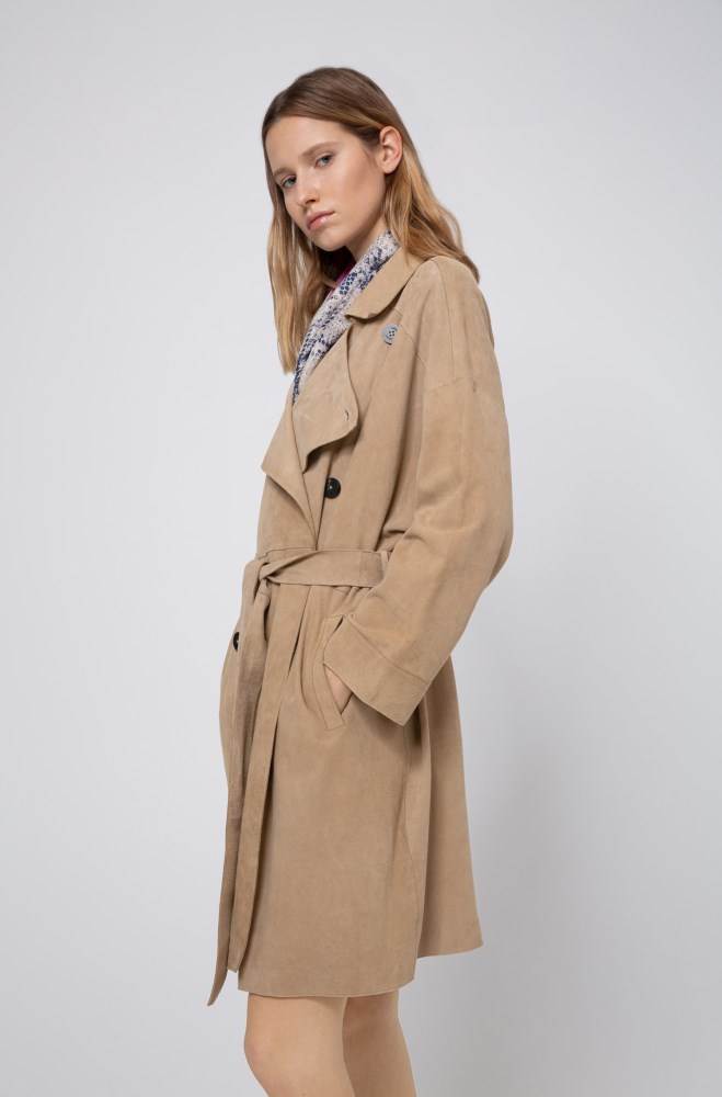 Hugo Boss Double-breasted trench coat Beige | vx0pR0cA