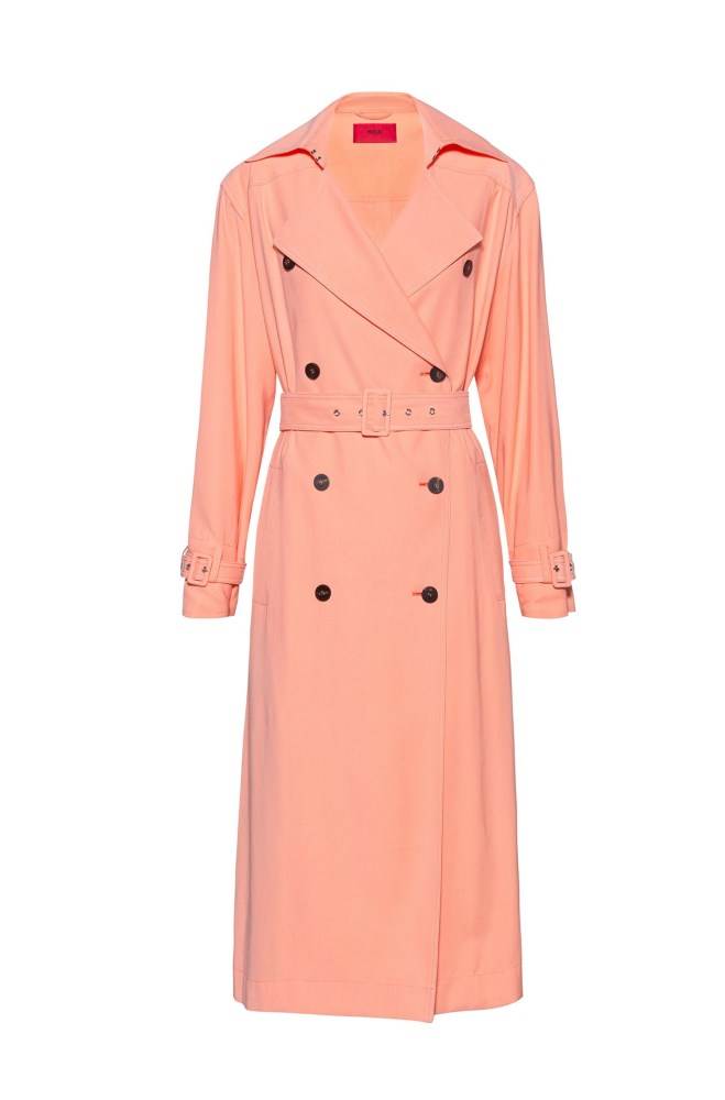 Hugo Boss Double-breasted trench coat Lyse Oransje | qlJjBRNY