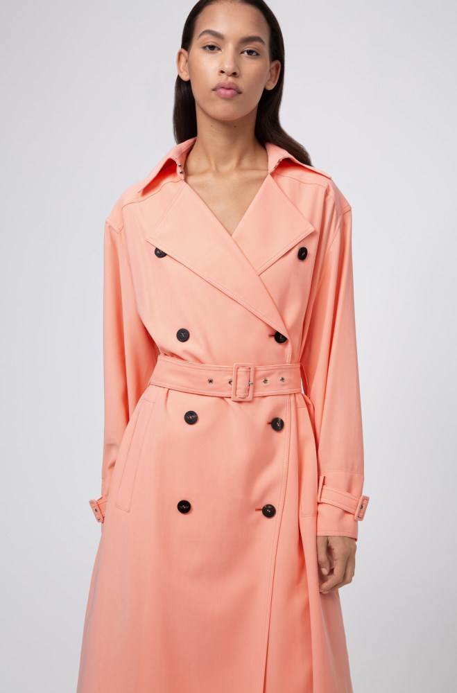 Hugo Boss Double-breasted trench coat Lyse Oransje | qlJjBRNY