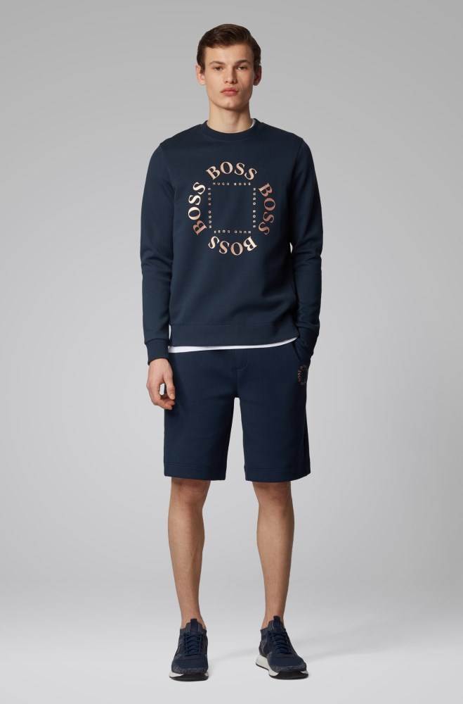 Hugo Boss Double-faced sweatshirt Mørke Blå | Mr3UrfUi