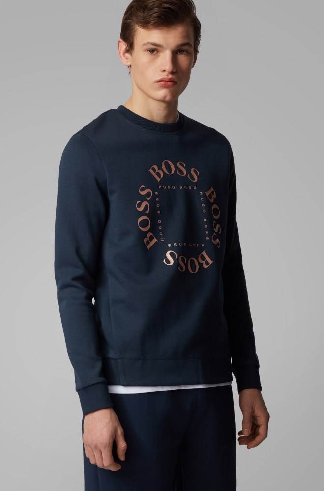 Hugo Boss Double-faced sweatshirt Mørke Blå | Mr3UrfUi