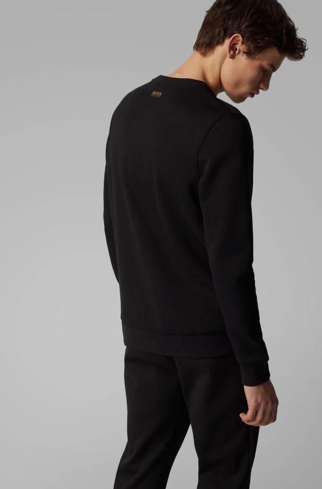 Hugo Boss Double-faced sweatshirt Svarte | B4JZ2xIV