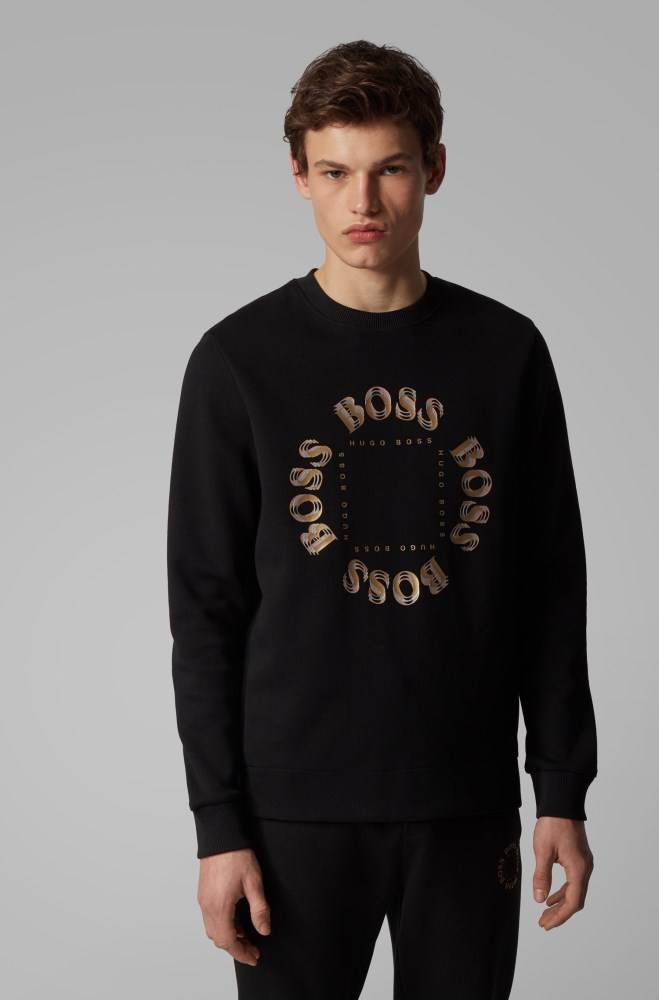 Hugo Boss Double-faced sweatshirt Svarte | B4JZ2xIV