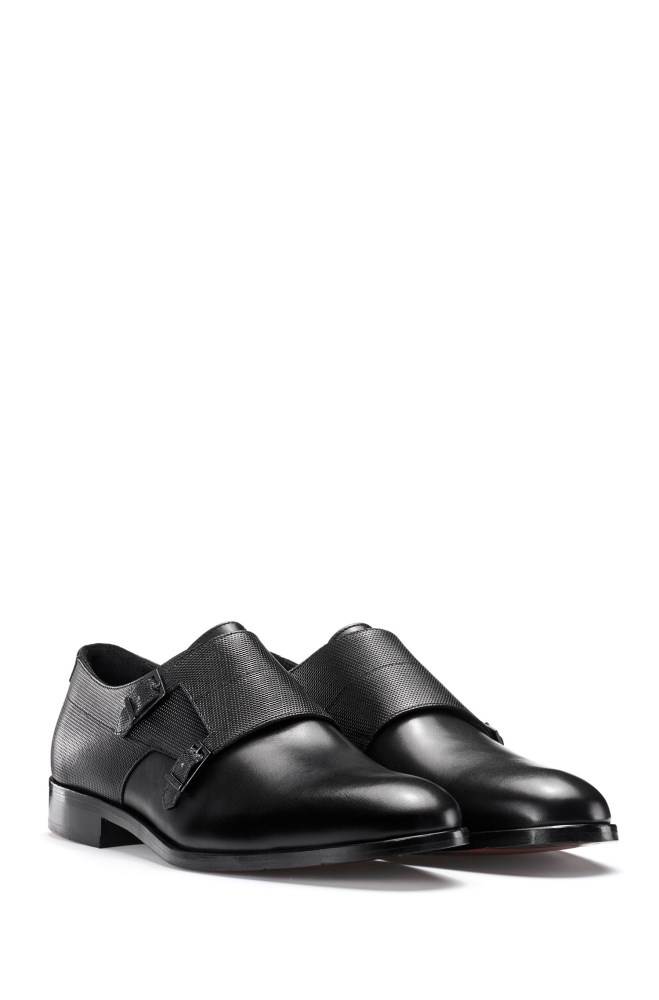 Hugo Boss Double-monk shoes Svarte | ee6BvSFb