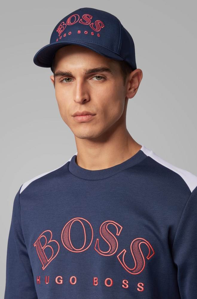 Hugo Boss Double-twill cap Mørke Blå | 9dAzGRf3