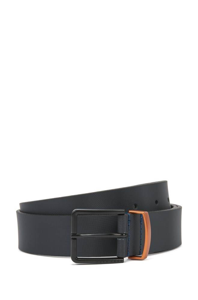 Hugo Boss Embossed-leather belt Mørke Blå | x8zdeJew