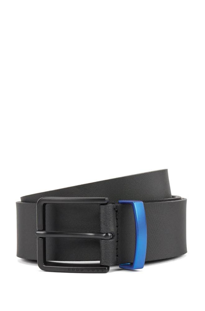 Hugo Boss Embossed-leather belt Svarte | 7olysNYd