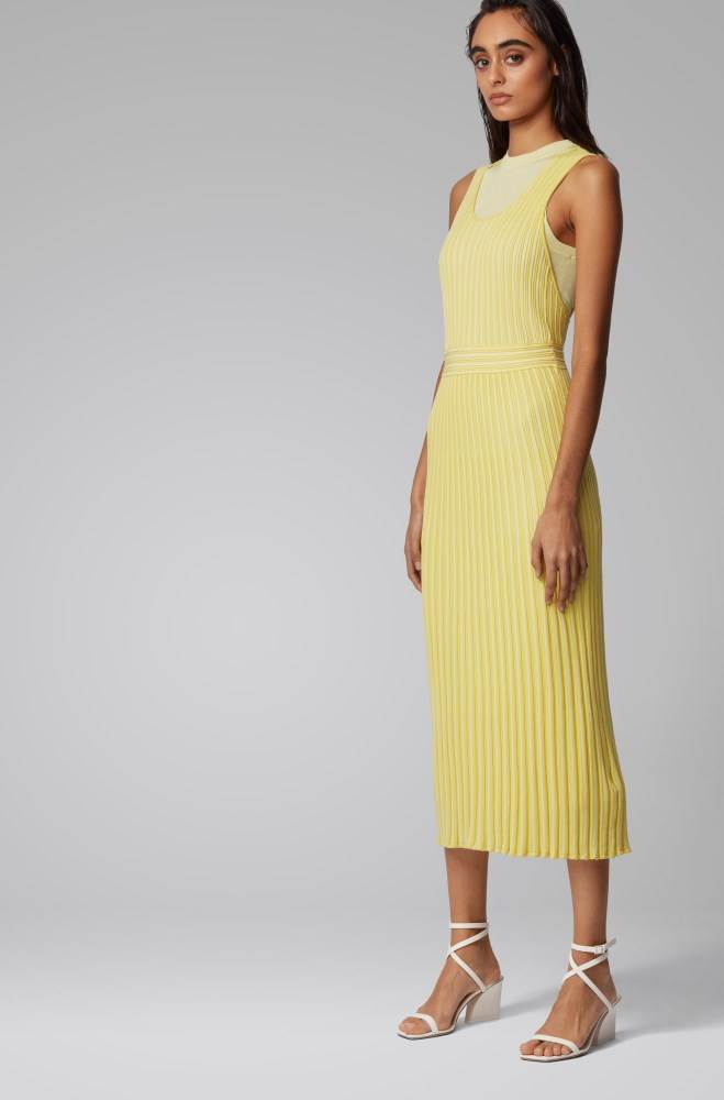 Hugo Boss Ermeløse knitted dress Gul | fIZhfukQ