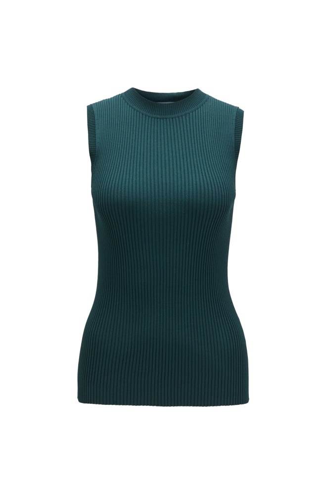 Hugo Boss Ermeløse knitted top Mørke Grønn | bHm8djwt