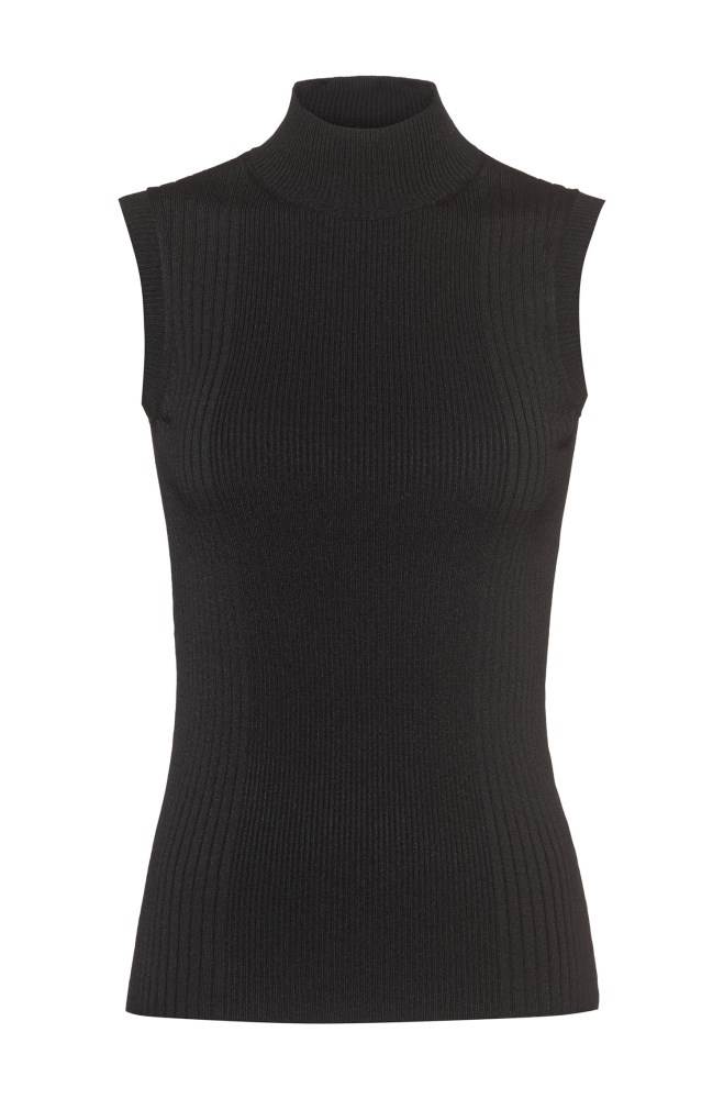 Hugo Boss Ermeløse mock-neck top Svarte | mPAD7Q9c