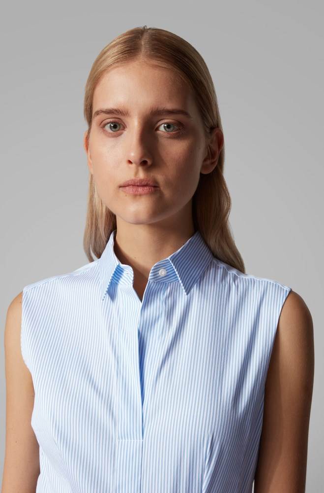 Hugo Boss Ermeløse regular-fit blouse Lyse Blå | joREDUyL