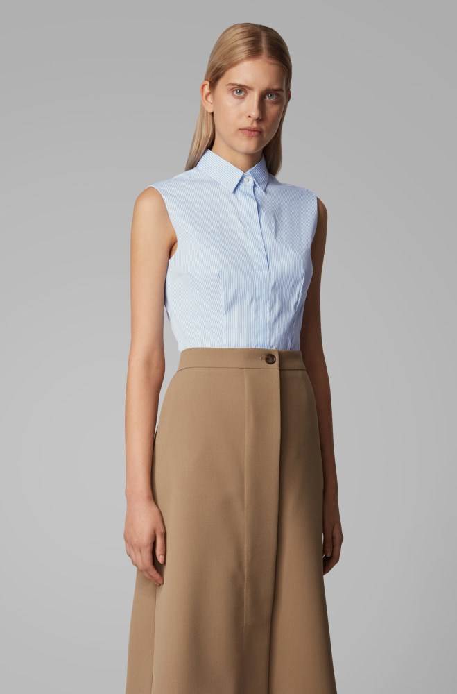 Hugo Boss Ermeløse regular-fit blouse Lyse Blå | joREDUyL