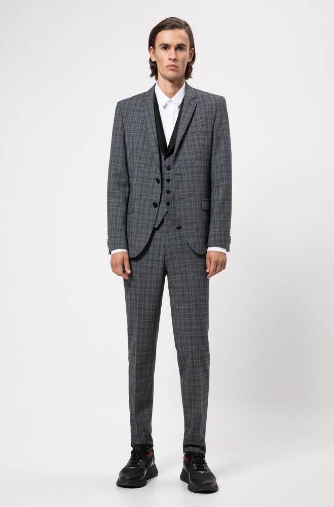 Hugo Boss Extra-slim-fit checked waistcoat Patterned | OMJu8hn1