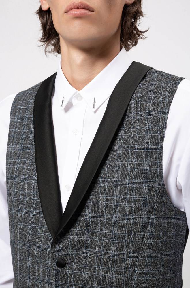 Hugo Boss Extra-slim-fit checked waistcoat Patterned | OMJu8hn1