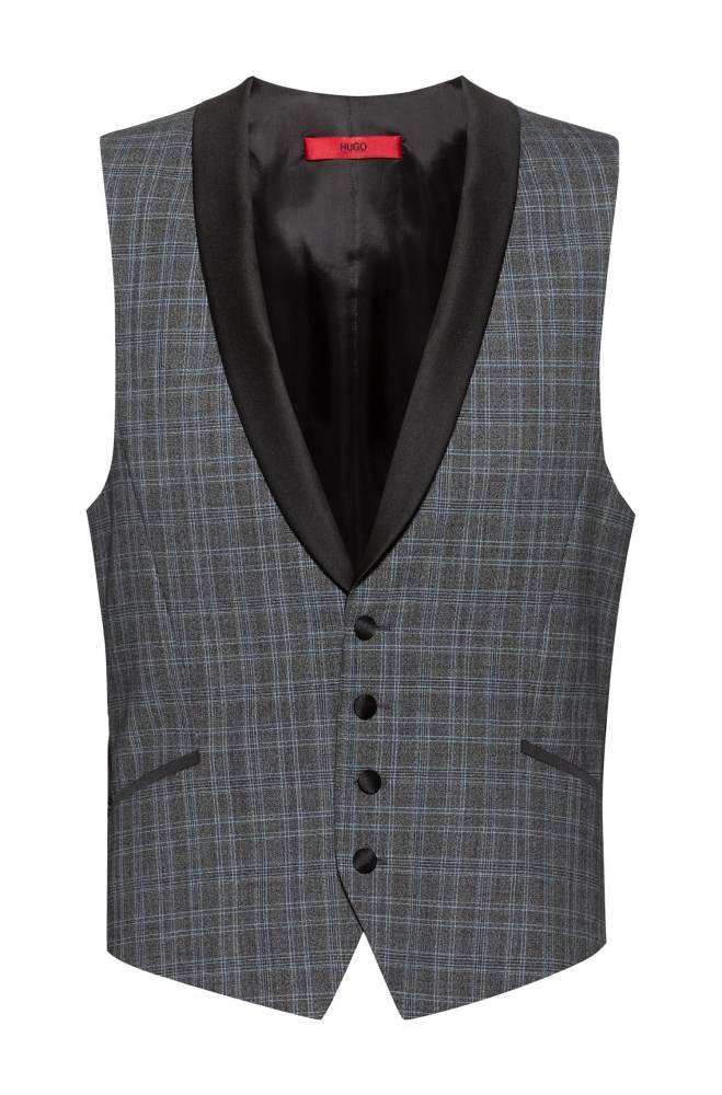 Hugo Boss Extra-slim-fit checked waistcoat Patterned | OMJu8hn1