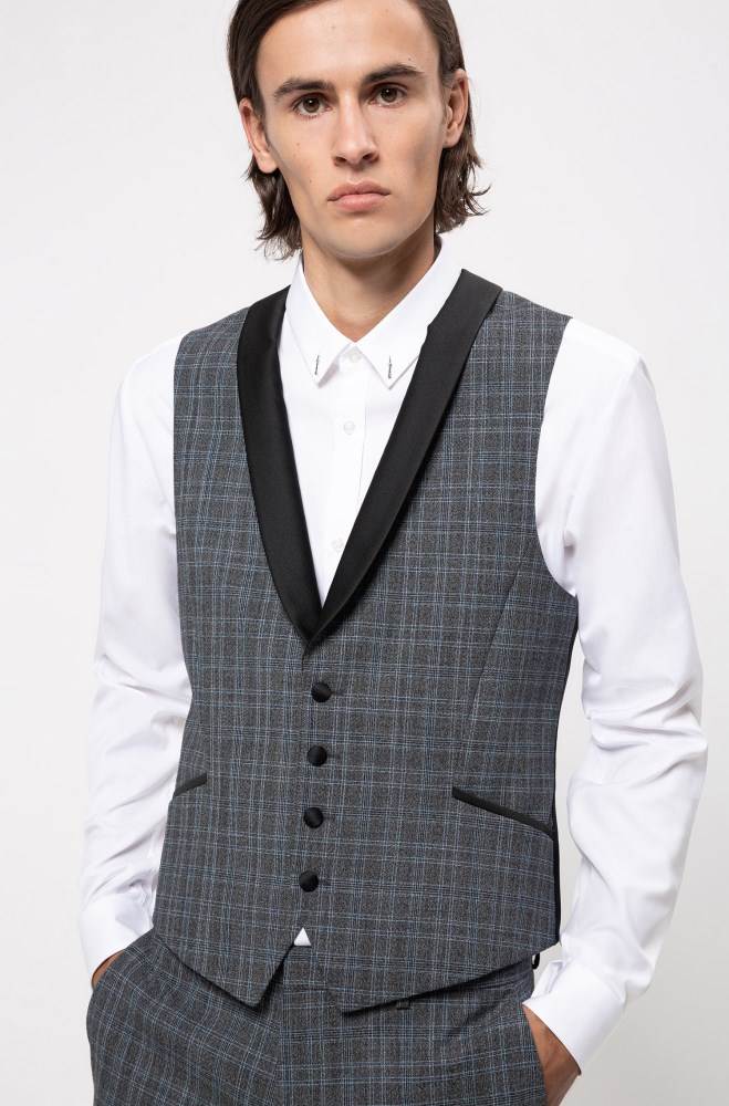 Hugo Boss Extra-slim-fit checked waistcoat Patterned | OMJu8hn1