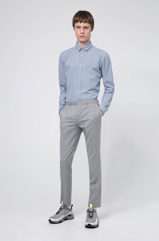 Hugo Boss Extra-slim-fit cotton-canvas shirt Lyse Blå | CTRF2hUr