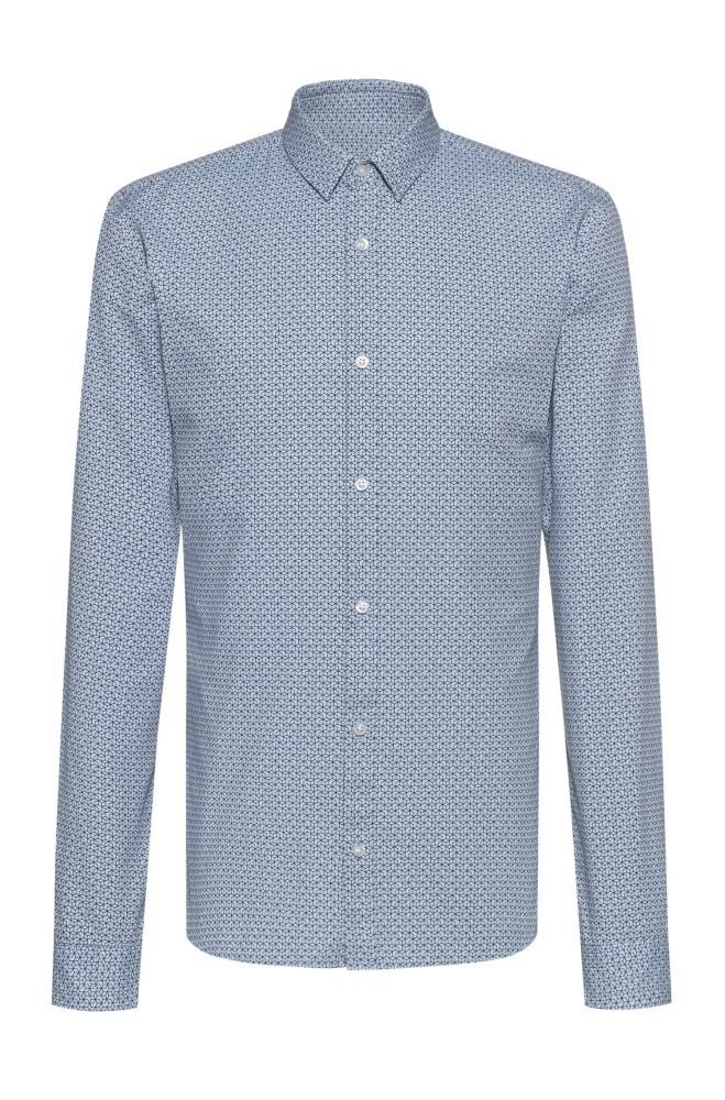 Hugo Boss Extra-slim-fit cotton-canvas shirt Lyse Blå | CTRF2hUr