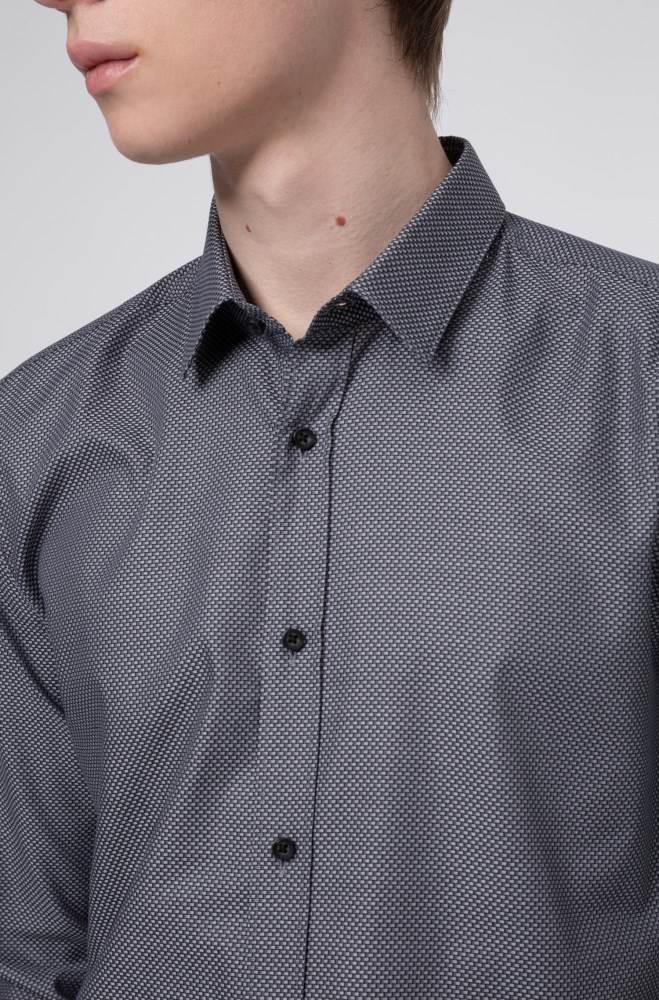 Hugo Boss Extra-slim-fit cotton shirt Grå | 3hblU5yc