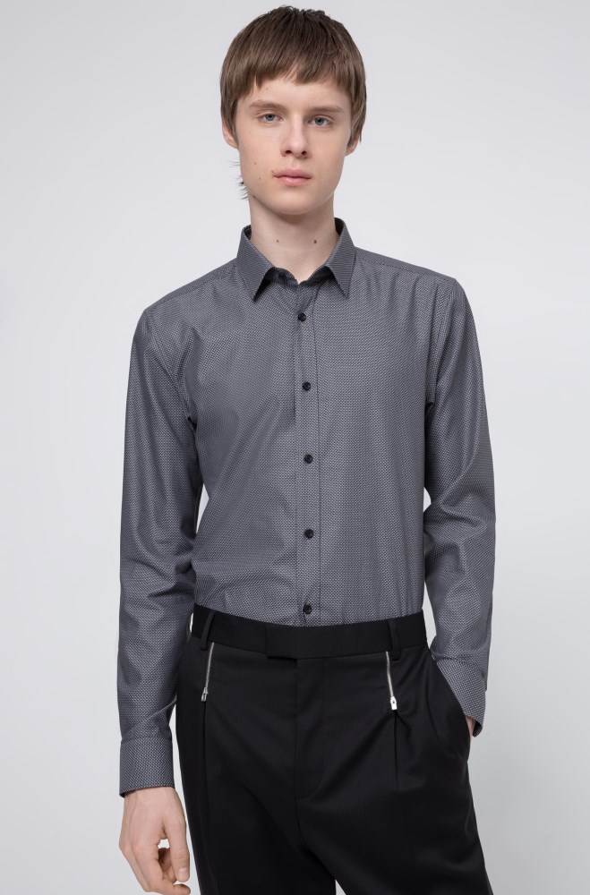 Hugo Boss Extra-slim-fit cotton shirt Grå | 3hblU5yc