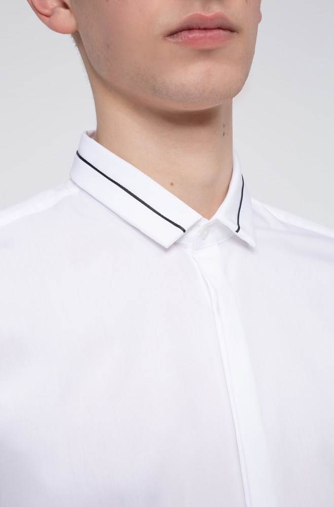 Hugo Boss Extra-slim-fit cotton shirt Hvite | Fpi9Q43s